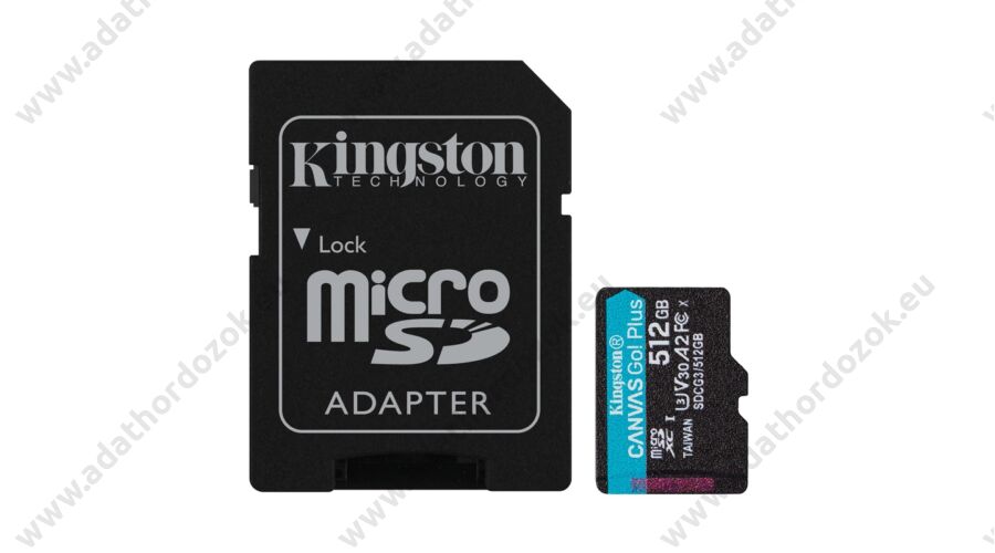 KINGSTON CANVAS GO PLUS MICRO SDXC 512GB + ADAPTER CLASS 10 UHS-I U3 A2 V30  170/90 MB/s